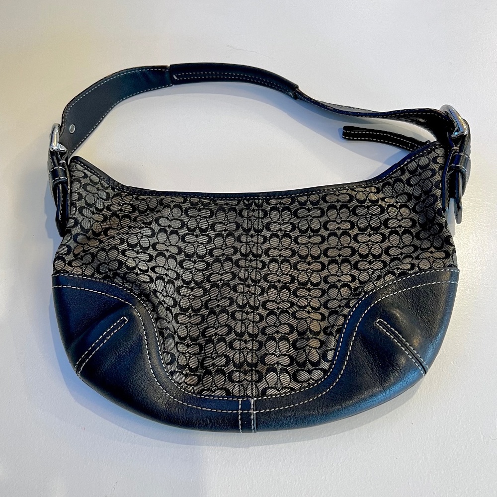 Coach Rare Black Signature Mini Hobo Bag